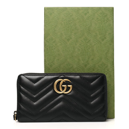 Gucci Calfskin Matelasse GG Marmont Zip Around Wallet Black 9 of 9