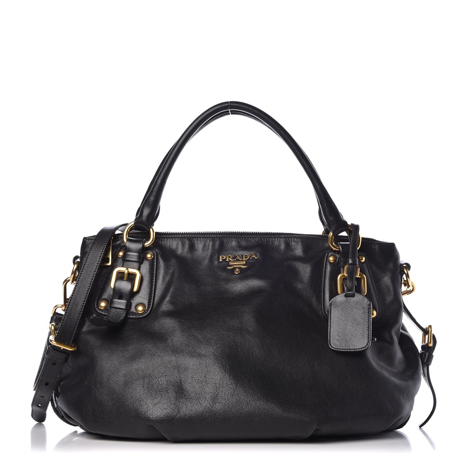 Prada Soft Calf Shoulder Bag Black 1 of 13