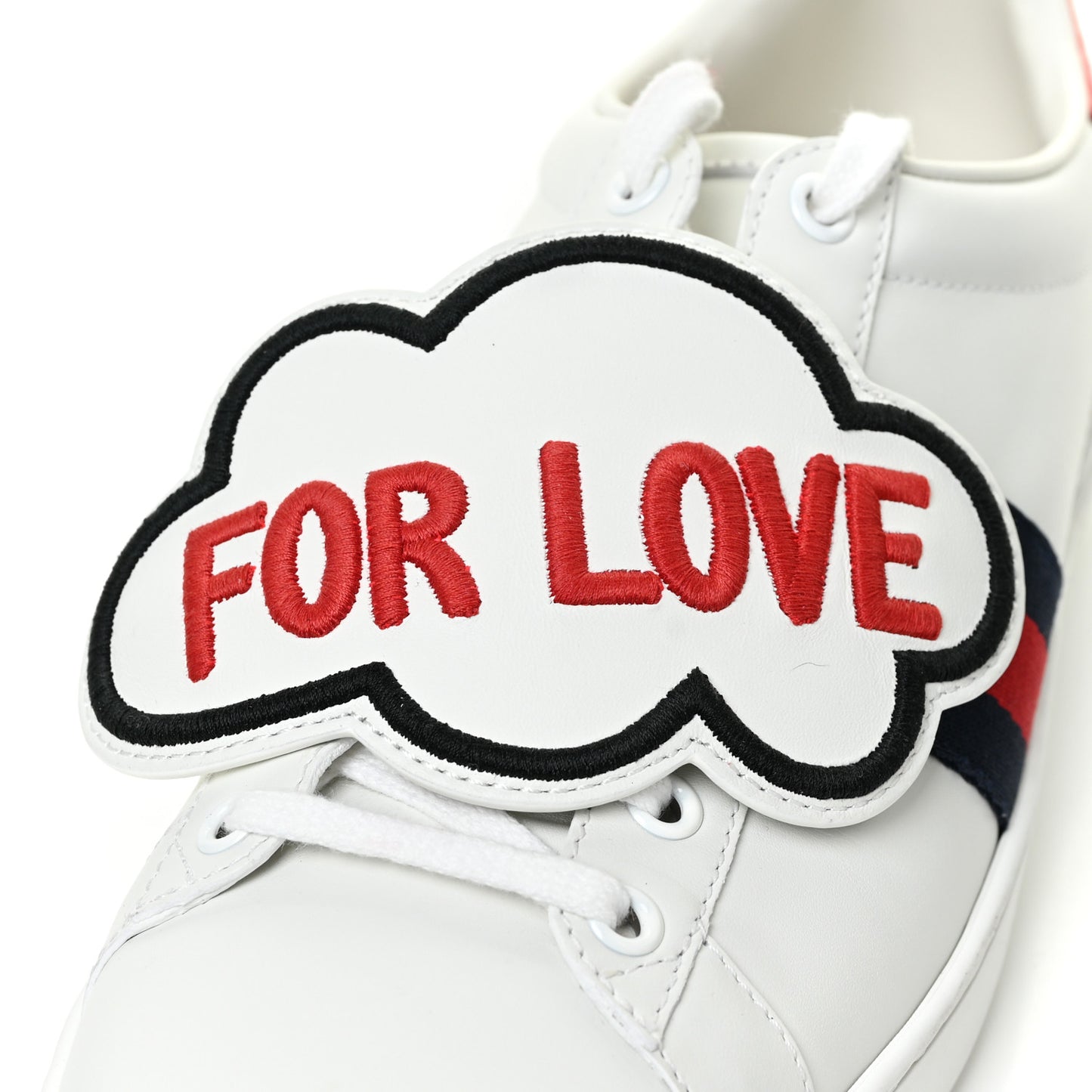 Calfskin Ayers Blind For Love Embroidered Womens Ace Sneakers 38 White