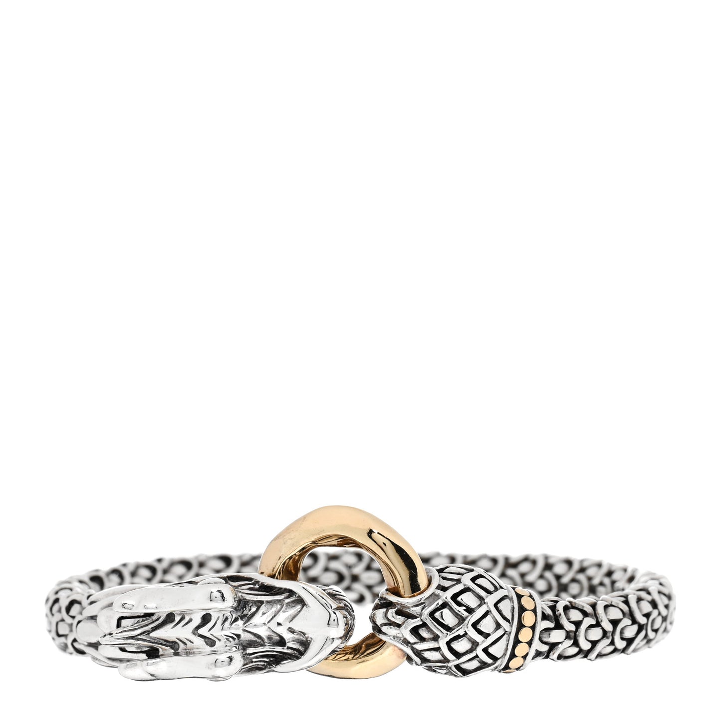 Sterling Silver 18K Yellow Gold 6mm Naga Dragon Bracelet
