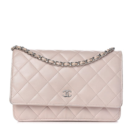 Chanel Lambskin Quilted Wallet On Chain WOC Rose Pale 1 of 26