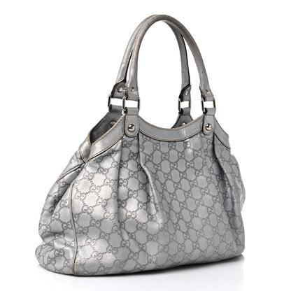 Gucci Metallic Guccissima Medium Sukey Tote Silver 3 of 25