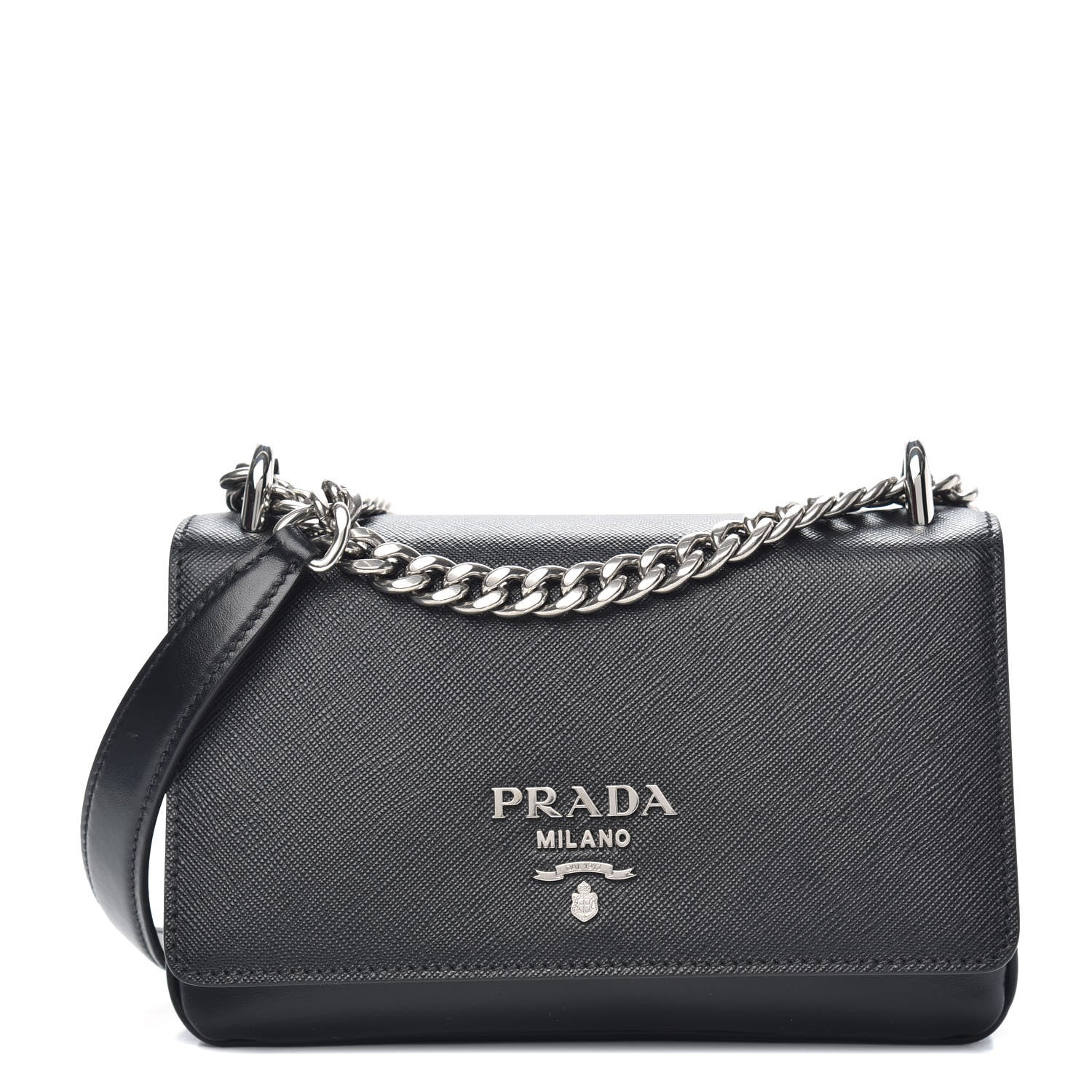 Prada Saffiano Flap Bag Black 1 of 8