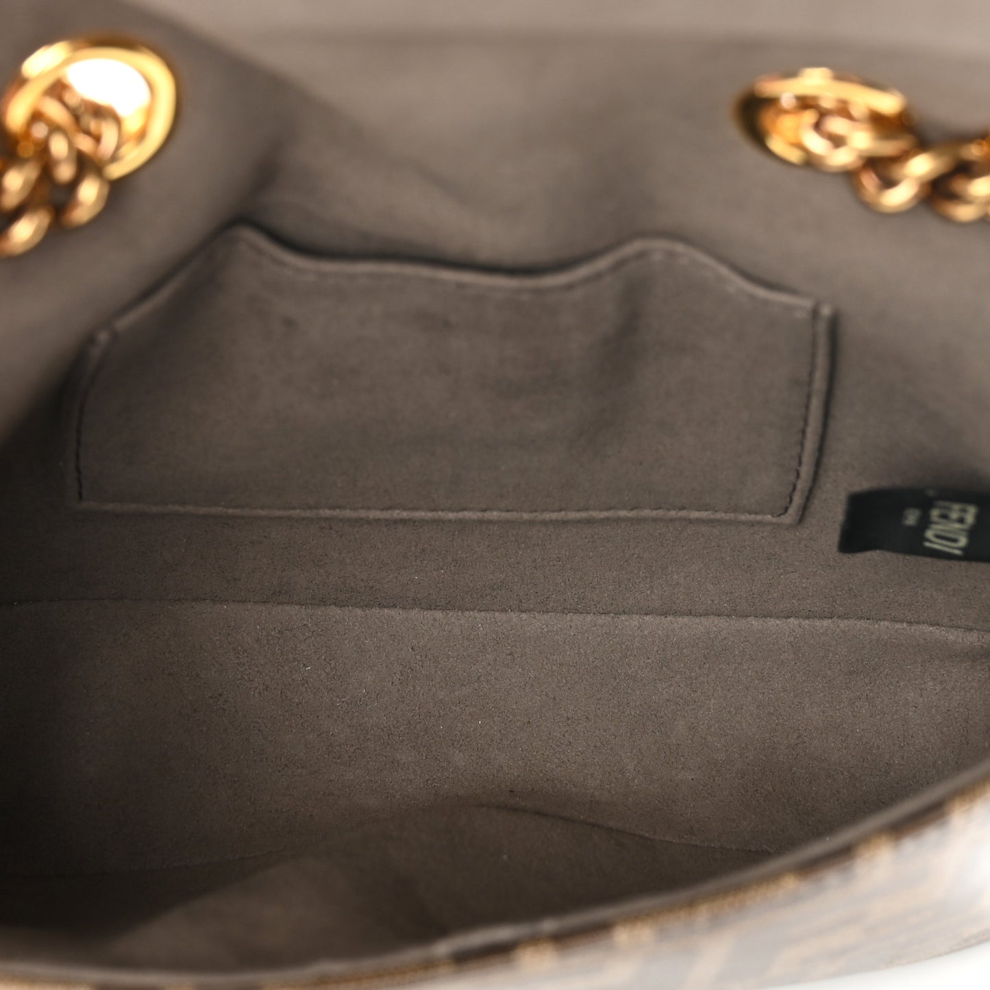 Glazed Fabric Vitello Century FF 1974 Stamp Patch Mini Double F Crossbody Bag Mogano Panna Black
