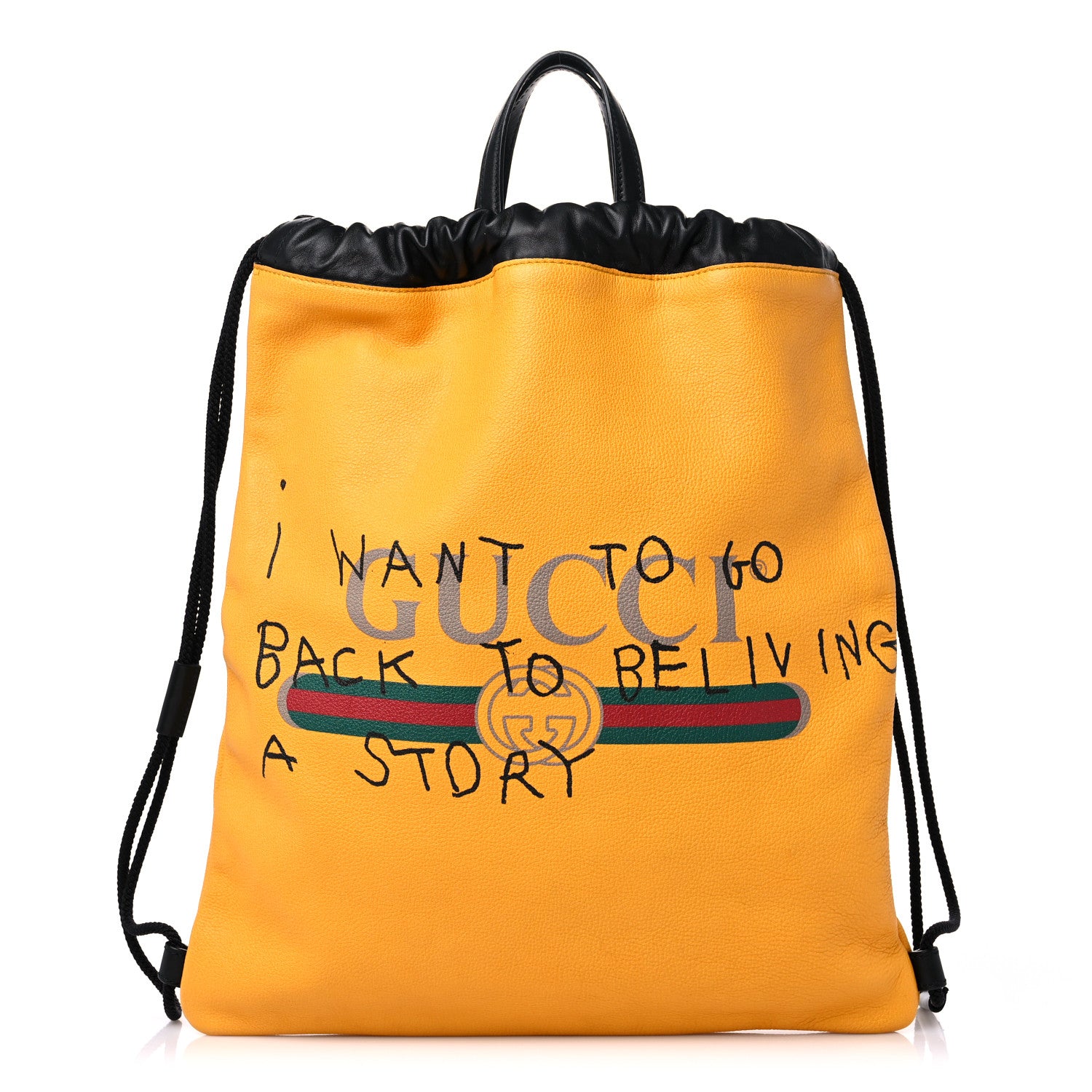 Gucci Calfskin Coco Capitan Logo Drawstring Backpack Yellow 1 of 12