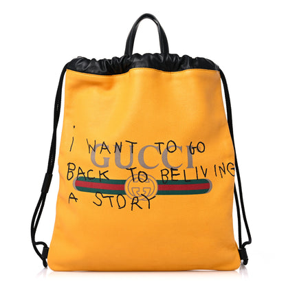 Gucci Calfskin Coco Capitan Logo Drawstring Backpack Yellow 1 of 12