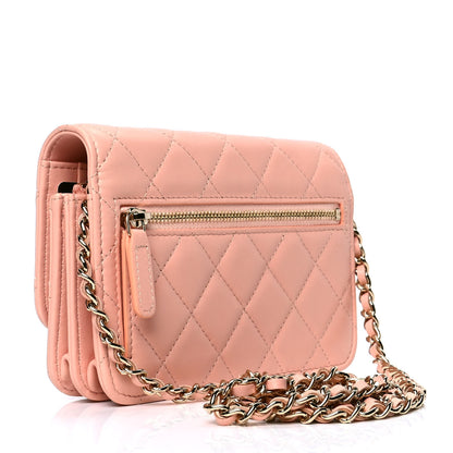 Chanel Lambskin Quilted Mini Wallet On Chain WOC Light Pink 2 of 4