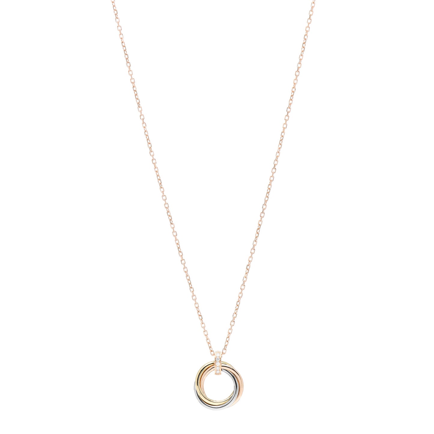 18K Pink White Yellow Gold Diamond Trinity Pendant Necklace