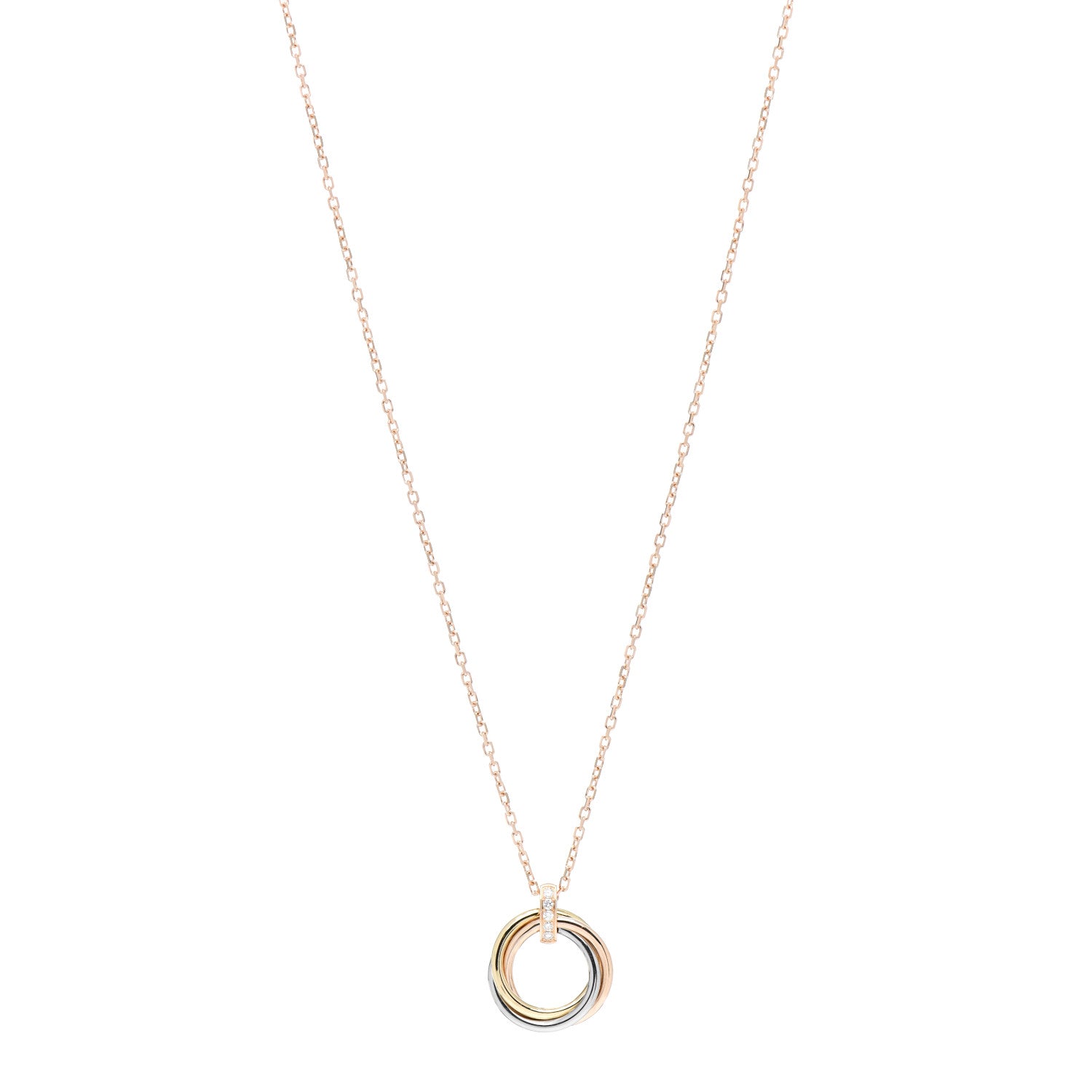Cartier 18K Pink White Yellow Gold Diamond Trinity Pendant Necklace 1 of 4
