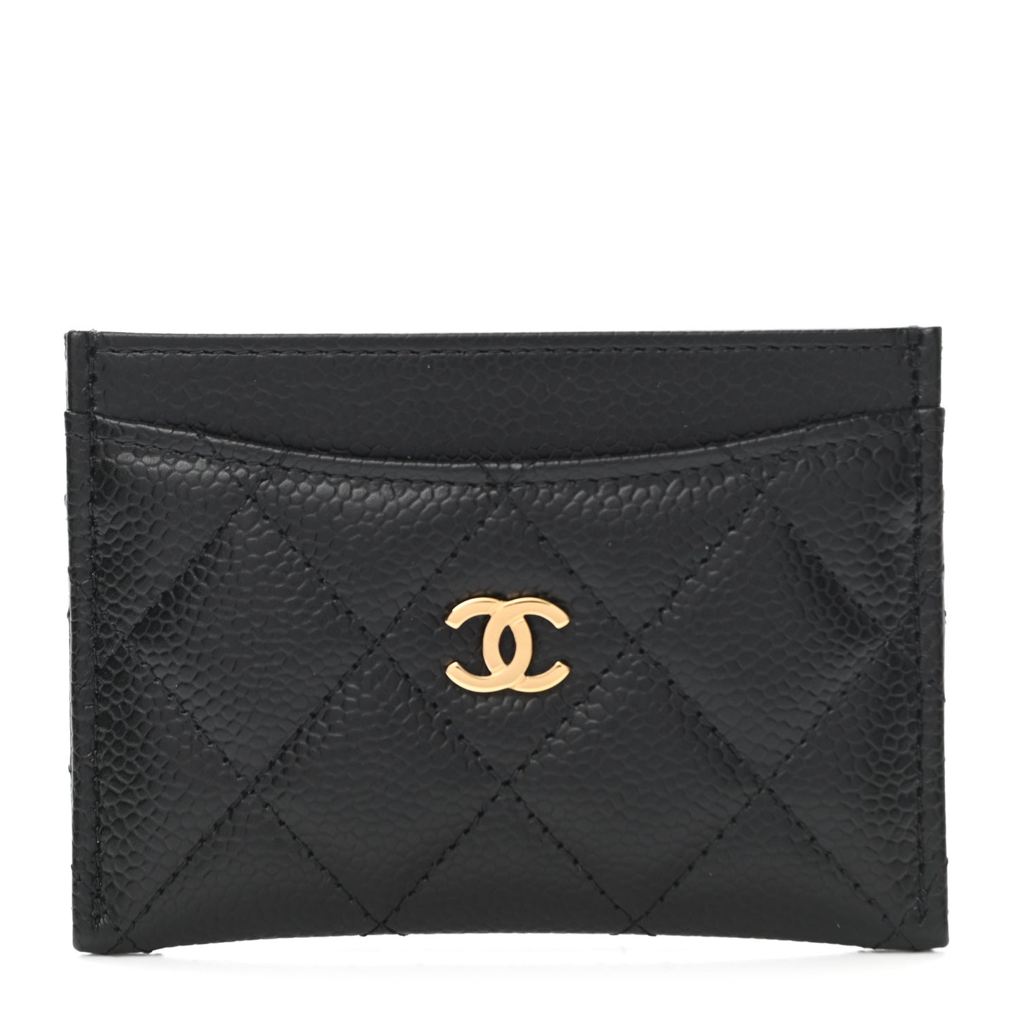 Caviar Quilted Card Holder Black