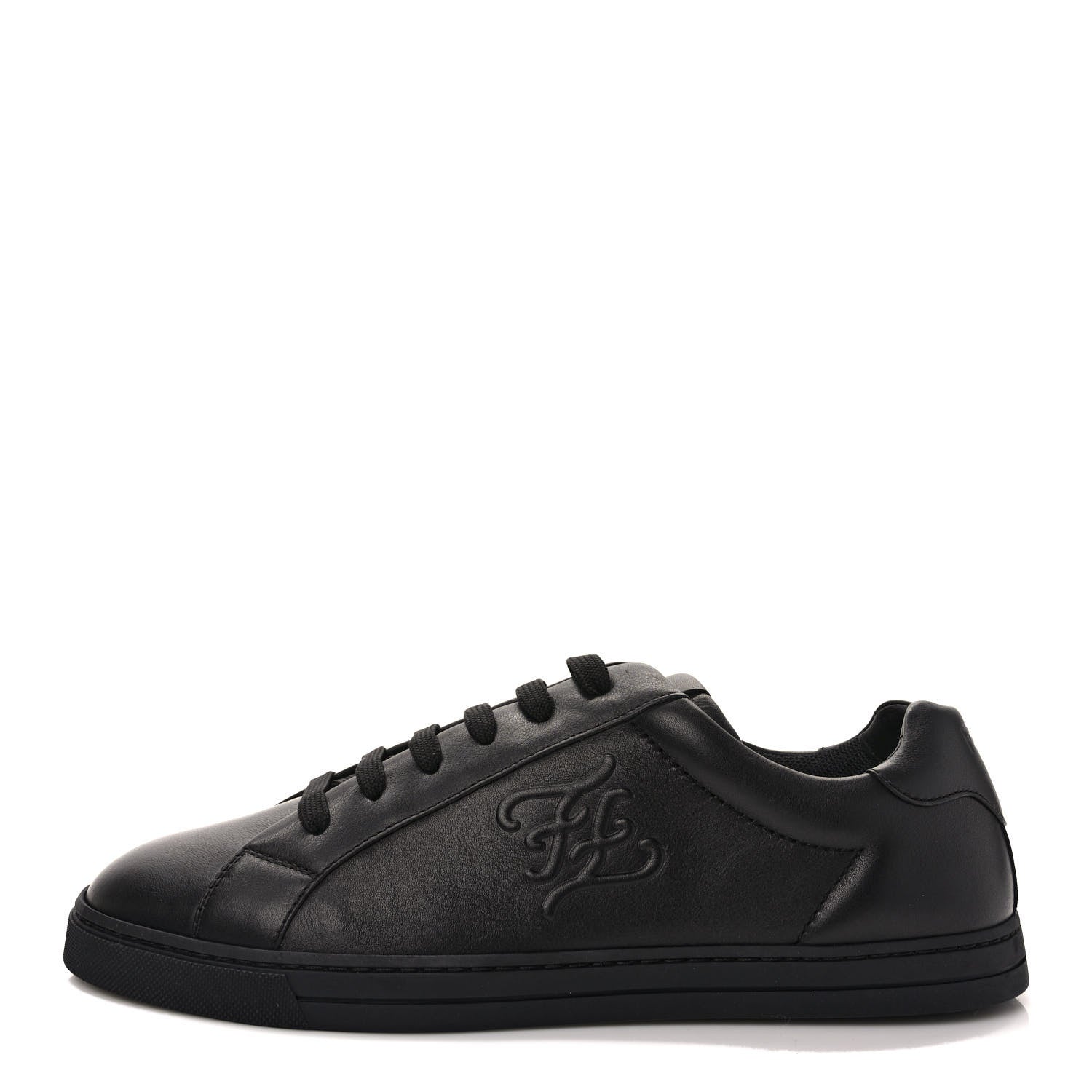 Fendi Vitello Karligraphy Embossed Low Top Sneakers 8 Black 1 of 8