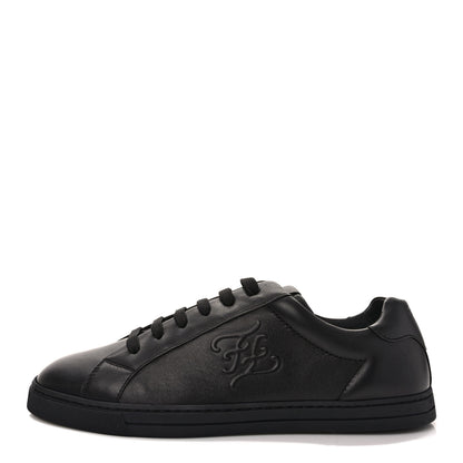 Fendi Vitello Karligraphy Embossed Low Top Sneakers 8 Black 1 of 8
