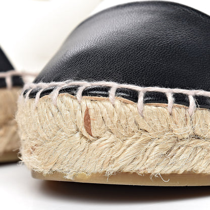 Chanel Lambskin CC Espadrilles 38 White Black 10 of 15