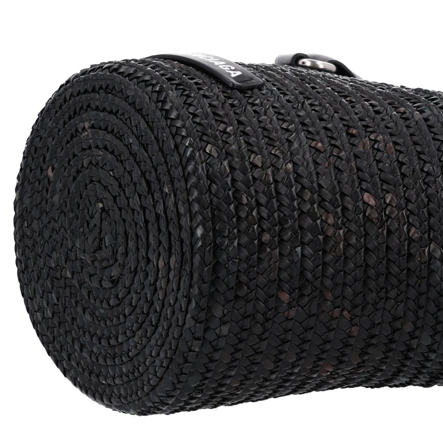 Raffia Woven Mini Le Cagole Tote Bag Black