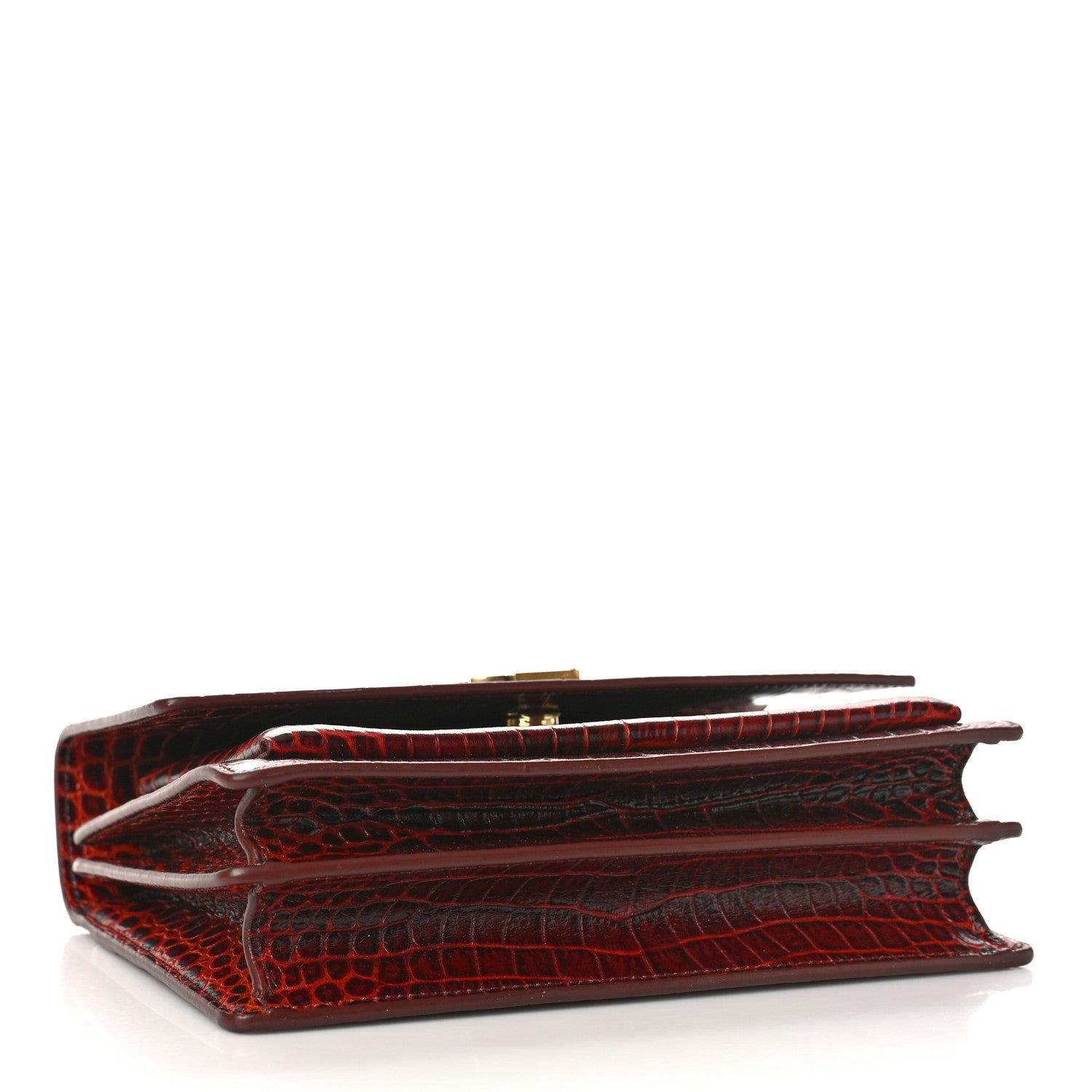 Saint Laurent Calfskin Crocodile Embossed Medium Monogram Sunset Amber 4 of 11