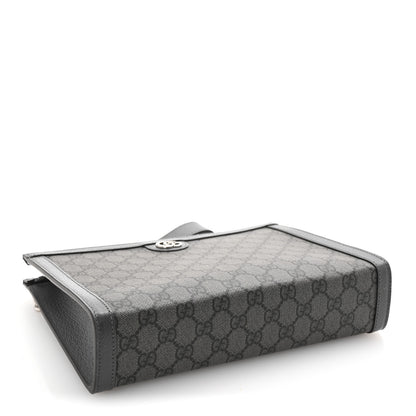 Gucci GG Supreme Monogram Textured Dollar Calfskin Ophidia Wristlet Pouch Grey Black Graphite Grey 4 of 8
