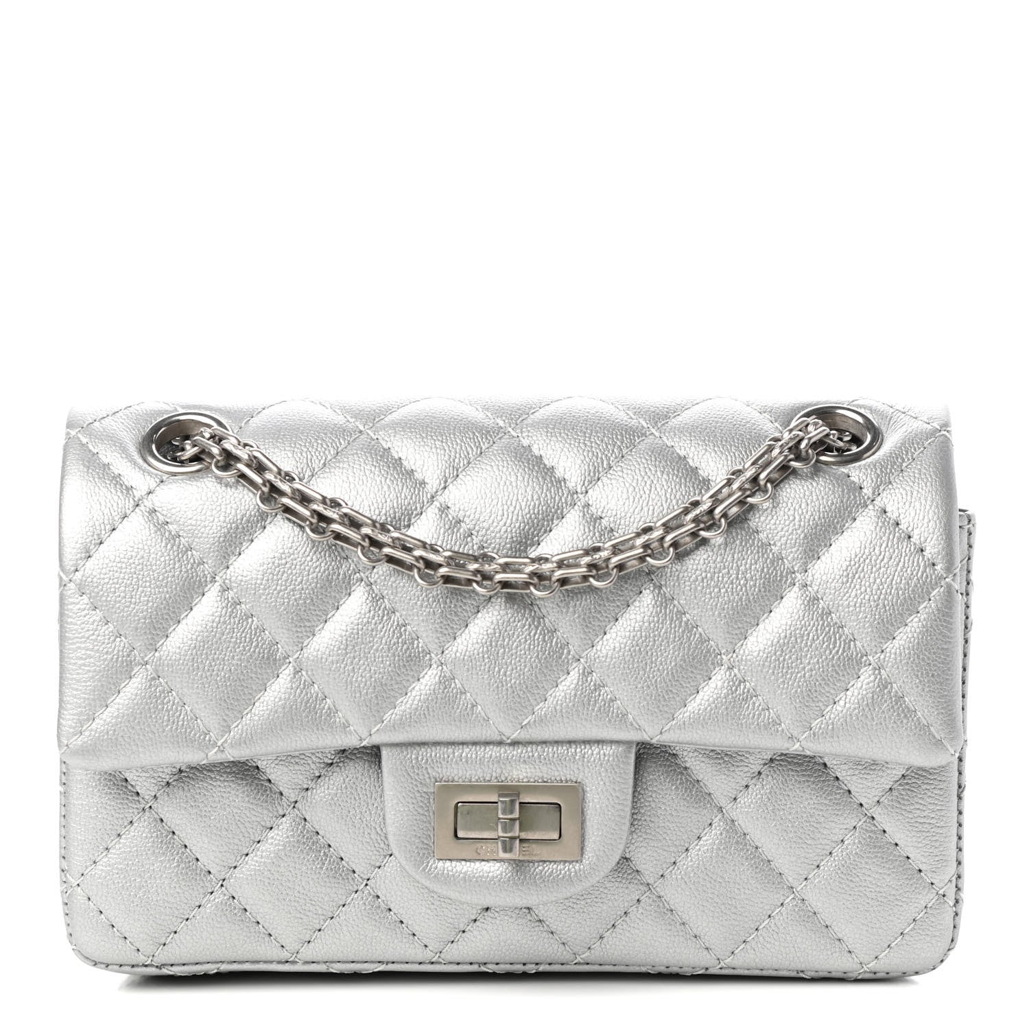 Chanel Metallic Grained Calfskin Quilted 2.55 Reissue Mini Flap Silver 1 of 11