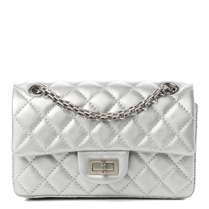 Chanel Metallic Grained Calfskin Quilted 2.55 Reissue Mini Flap Silver 1 of 11