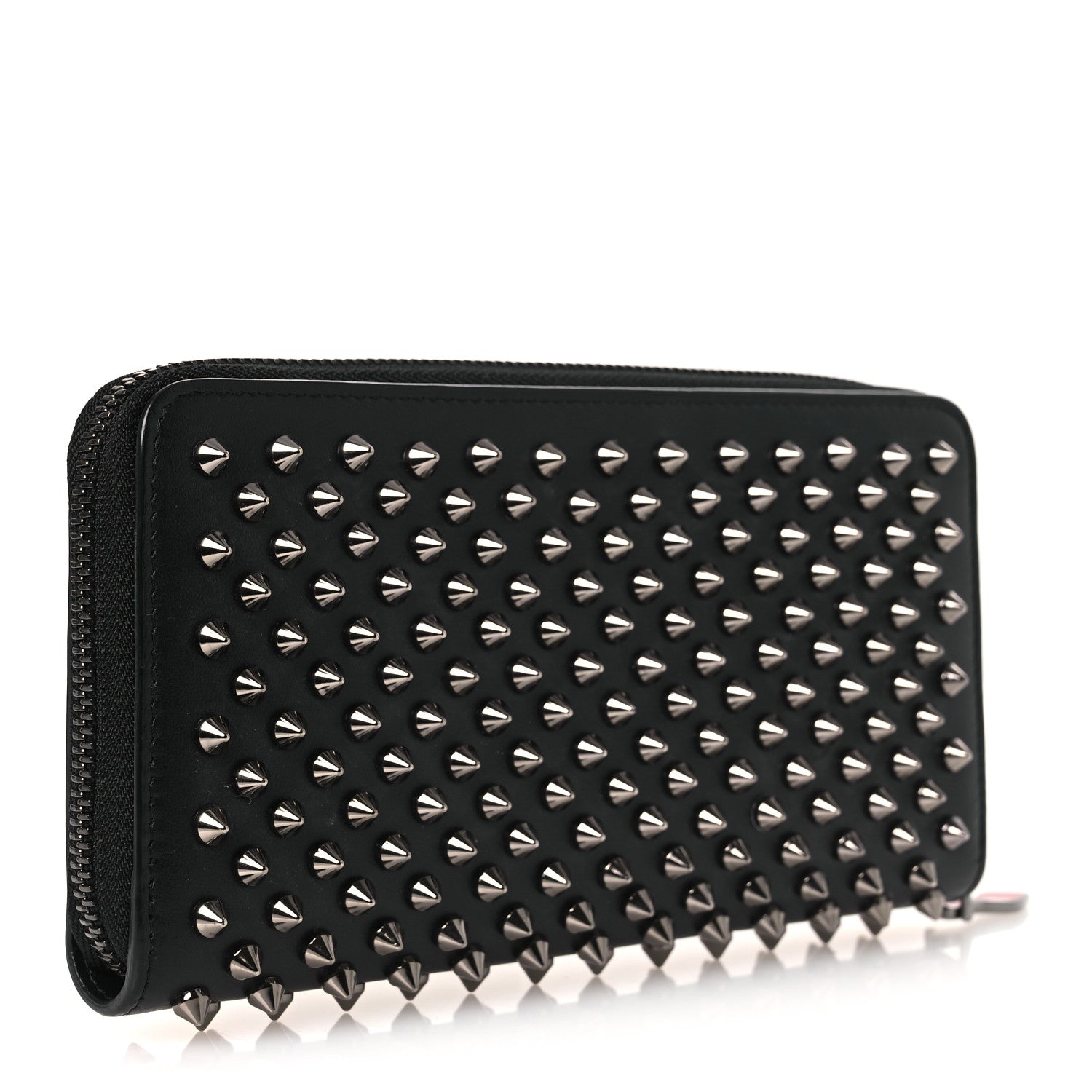 Christian Louboutin Calfskin Panettone Spiked Zip Around Wallet Black 3 of 8