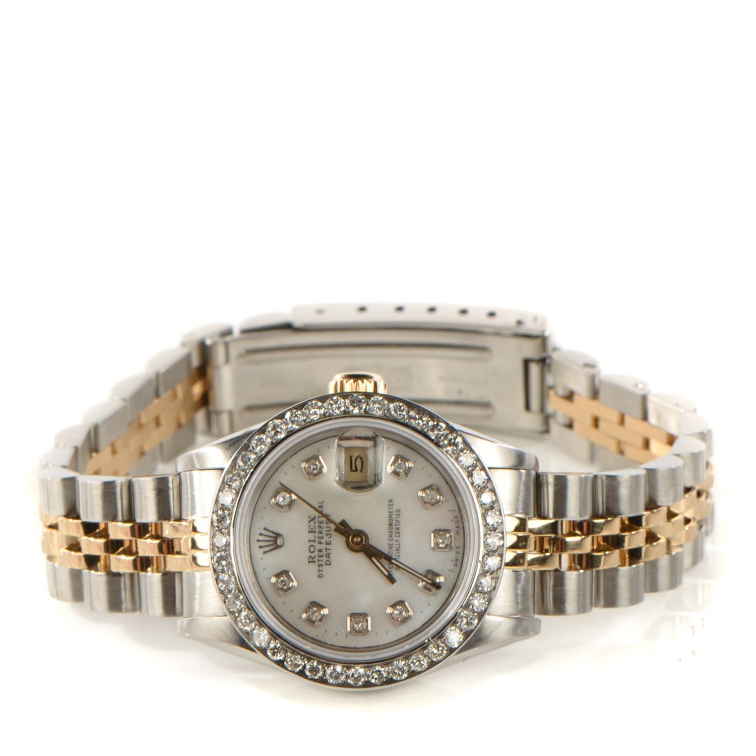 Rolex Stainless Steel 18K Yellow Gold Diamond Mother Of Pearl 26mm Oyster Perpetual Datejust Watch 3 of 6