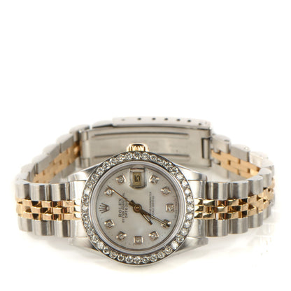 Rolex Stainless Steel 18K Yellow Gold Diamond Mother Of Pearl 26mm Oyster Perpetual Datejust Watch 3 of 6