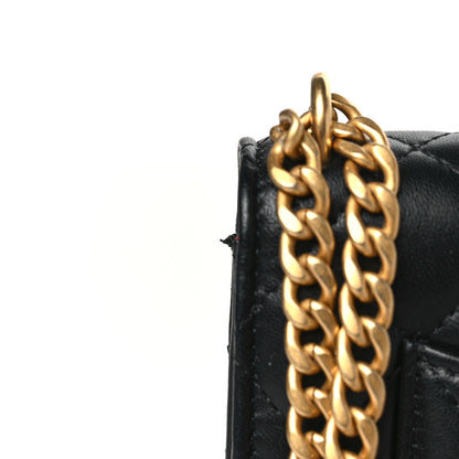 Chanel Lambskin Quilted Sweet Camellia Wallet On Chain WOC Black 12 of 13