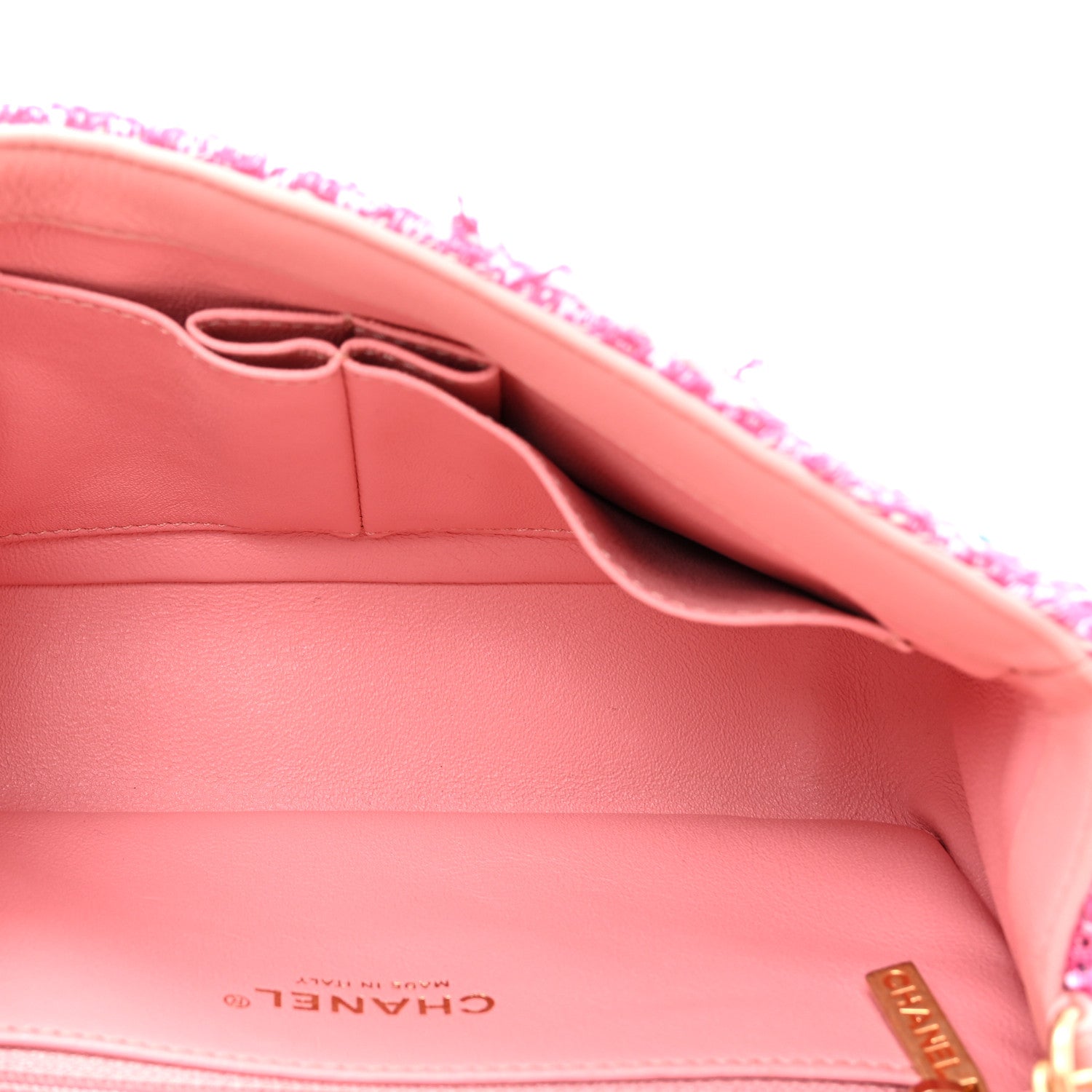 Chanel Tweed Lambskin Quilted Small CC Filigree Flap Pink 5 of 11