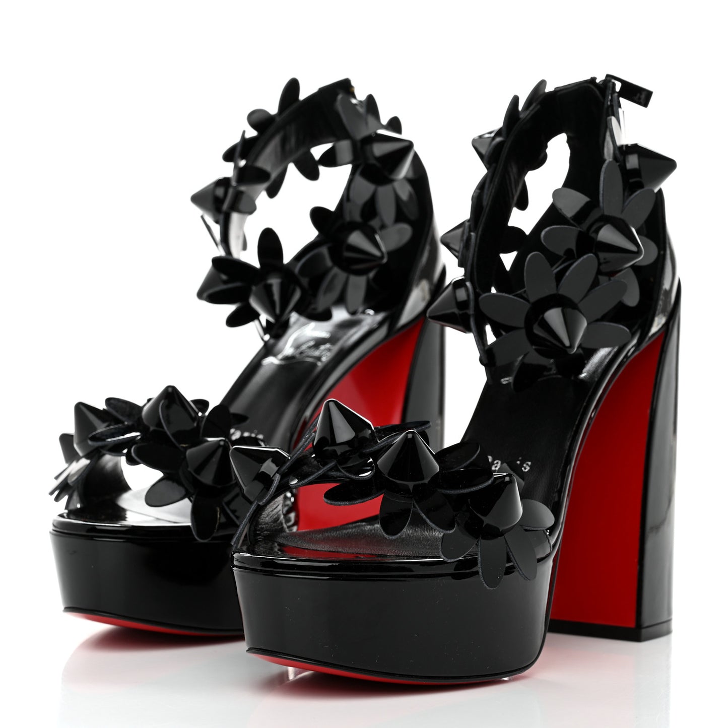 Patent Daisy Spikes Alta 130 Platform Sandals 39.5 Black