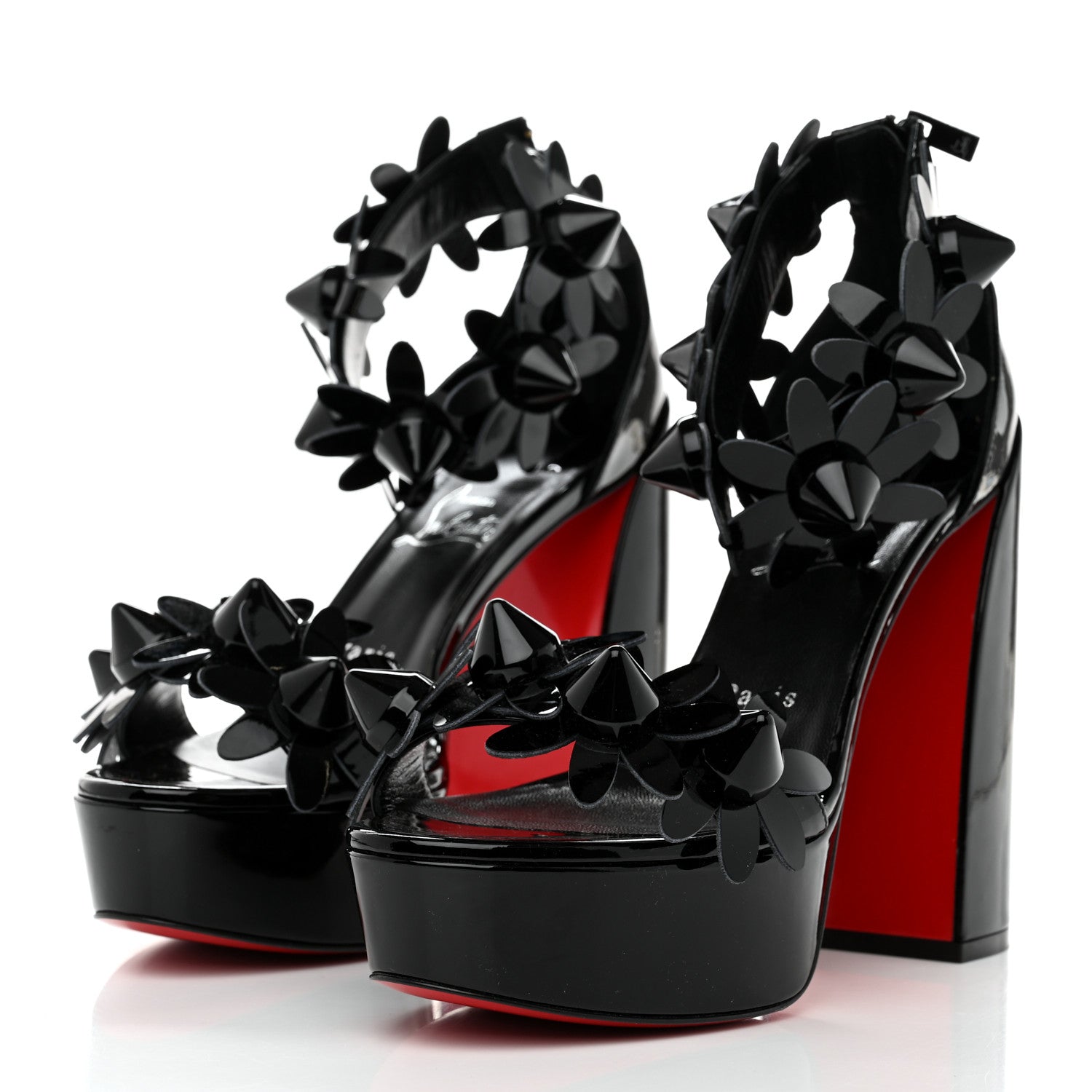 Christian Louboutin Patent Daisy Spikes Alta 130 Platform Sandals 39.5 Black 3 of 8