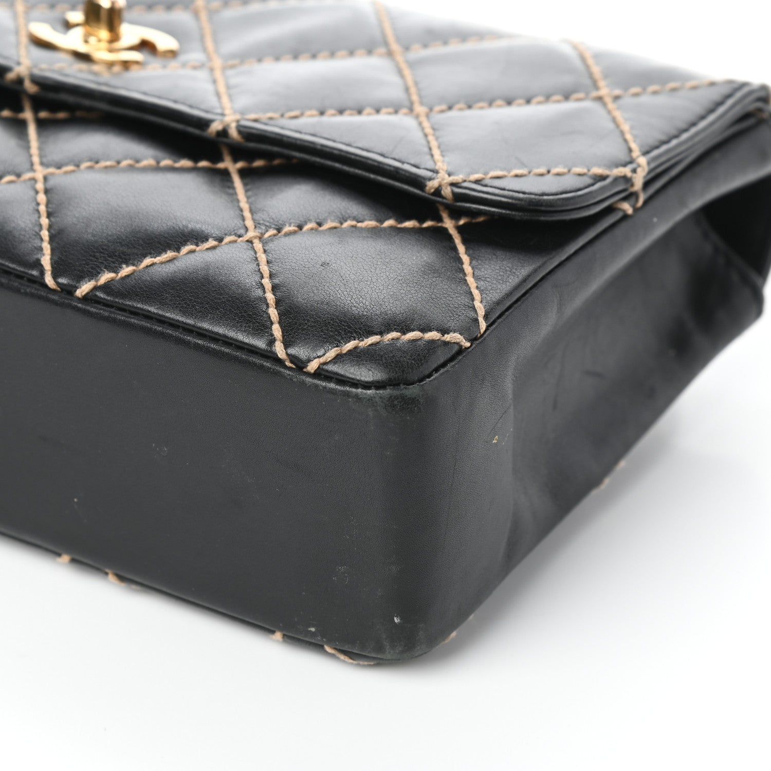 Chanel Calfskin Quilted Contrast Stitch Medium Flap Black 10 of 10