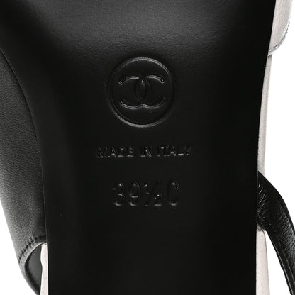 Chanel Lambskin CC Two Tone Slingback Flats  39.5 Black White 7 of 9