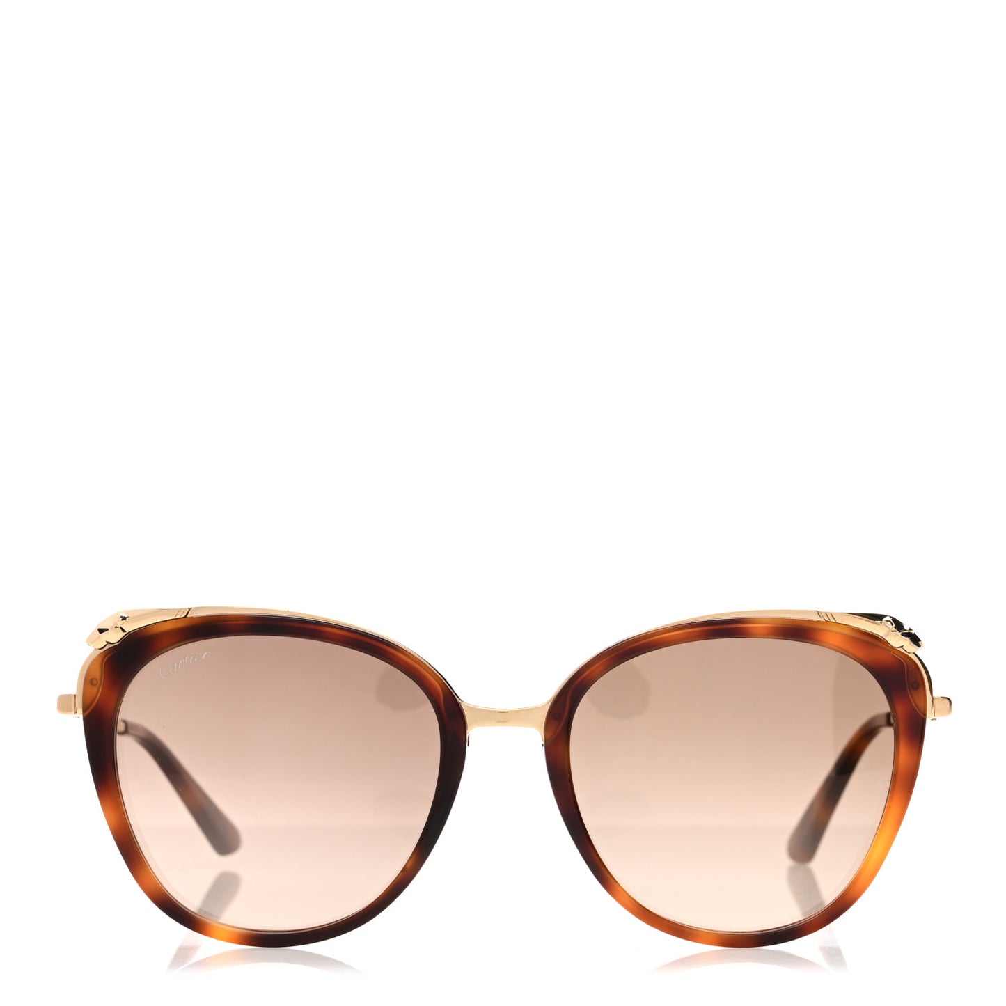 Acetate Panthere De Cartier Cat Eye Sunglasses CT0150S Tortoise Gold