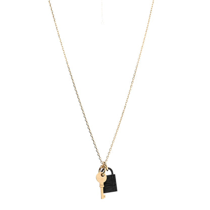 Hermes Permabrass Buffalo Horn Amulette Padlock PM Pendant Necklace 1 of 8
