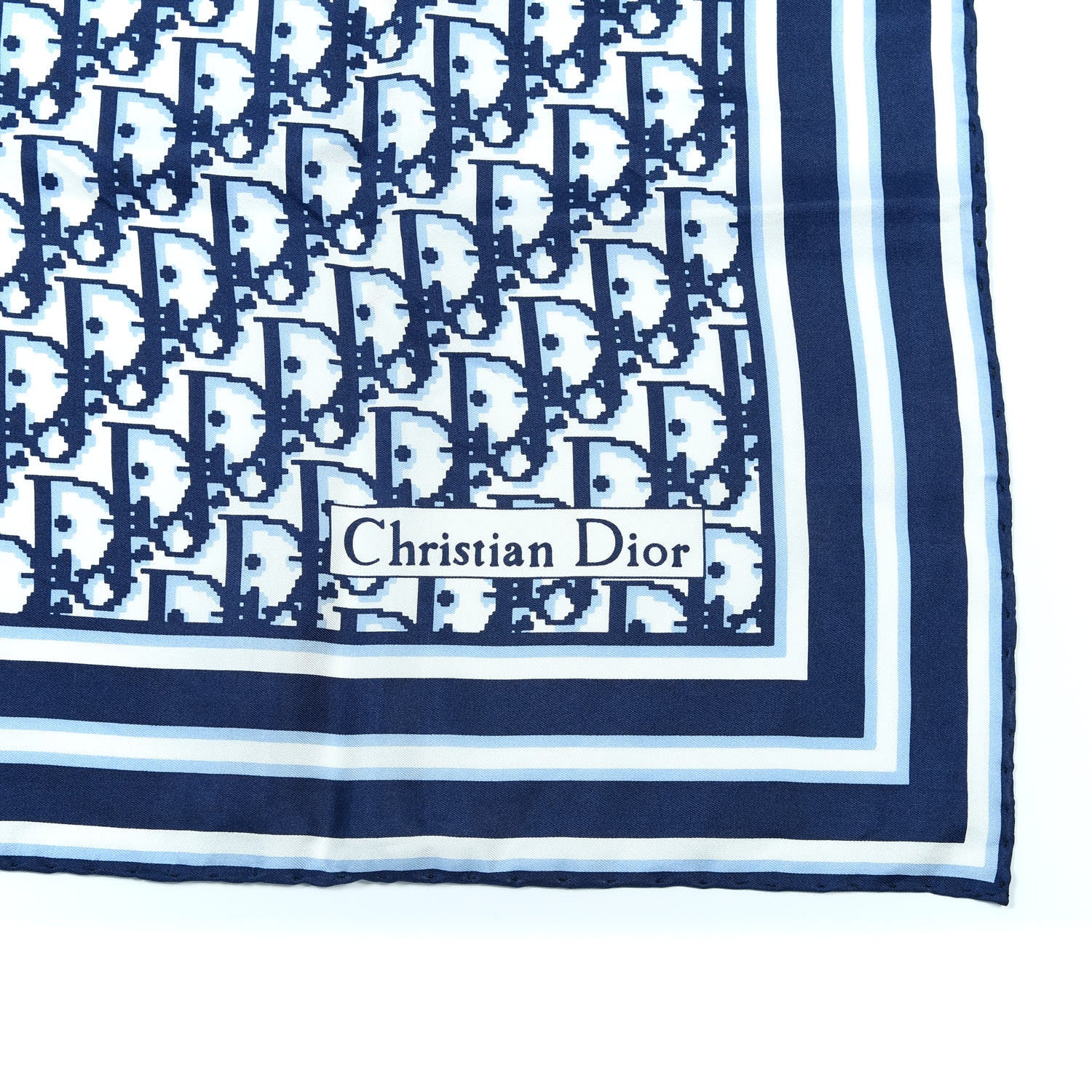 Christian Dior Silk Monogram Scarf Blue 2 of 3