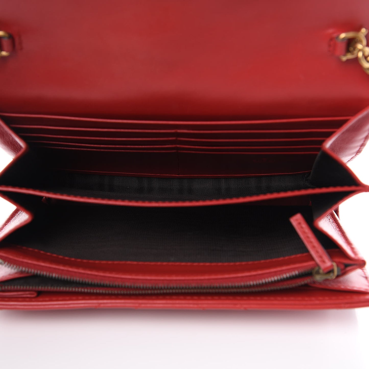 Calfskin Matelasse GG Marmont Chain Wallet Hibiscus Red