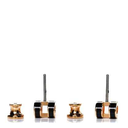 Hermes Gold Lacquered Mini Pop H Earrings Black 3 of 5