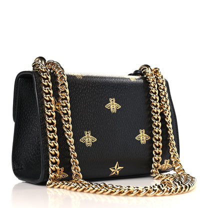 Gucci Grained Calfskin Bee Star Small Padlock Shoulder Bag Black 3 of 10