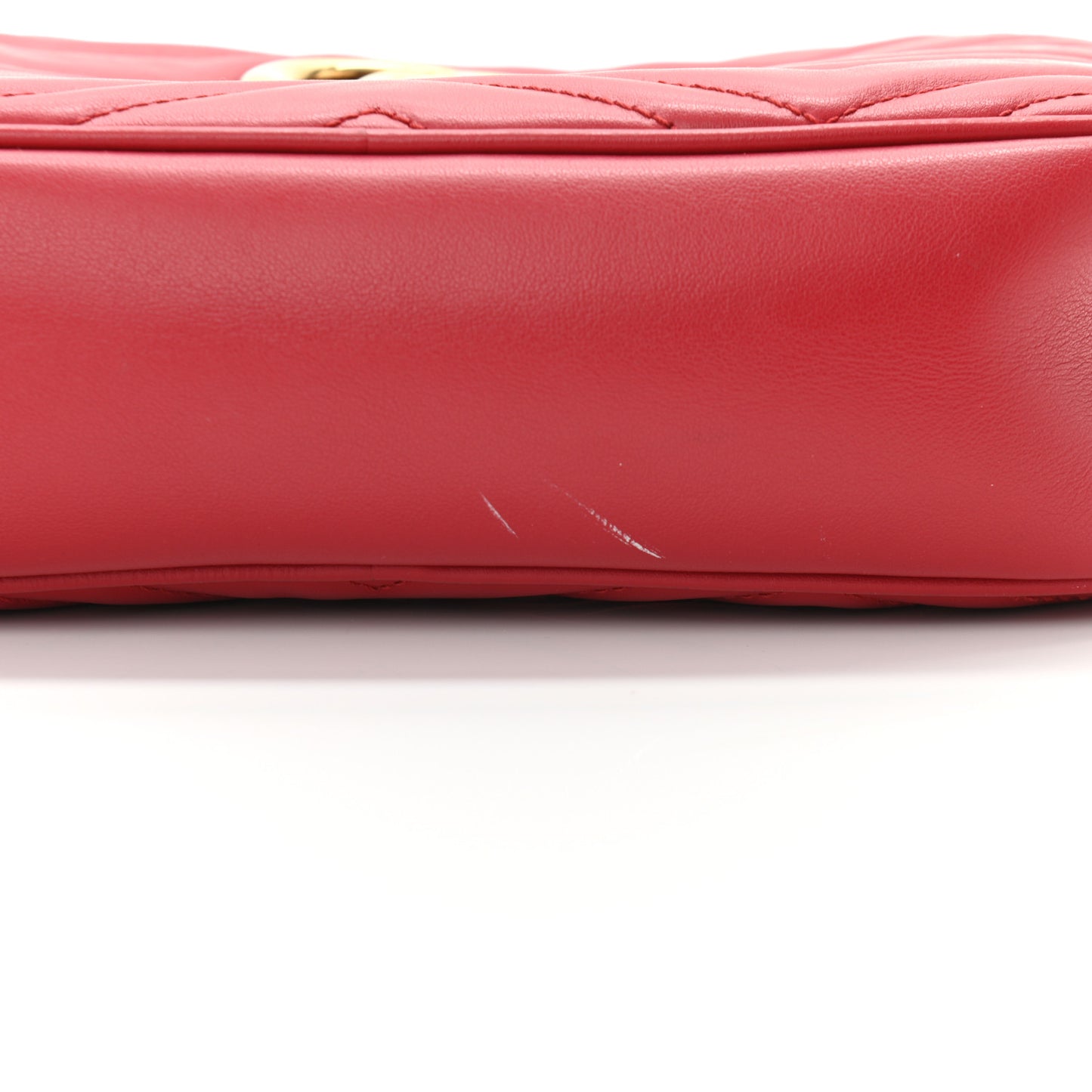 Calfskin Matelasse Small GG Marmont Chain Shoulder Bag Hibiscus Red