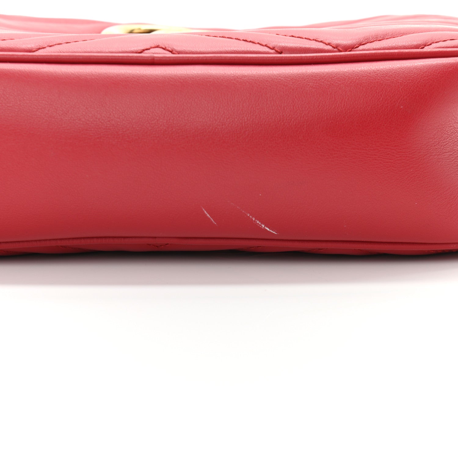 Gucci Calfskin Matelasse Small GG Marmont Chain Shoulder Bag Hibiscus Red 11 of 13