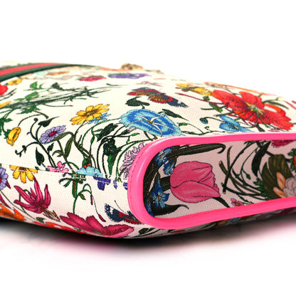 Gucci Canvas Flora Large Rajah Chain Tote White Multicolor Fuxia Fluo 10 of 11