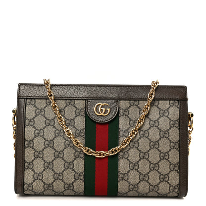 Gucci GG Supreme Monogram Web Small Ophidia Chain Shoulder Bag Brown 1 of 11