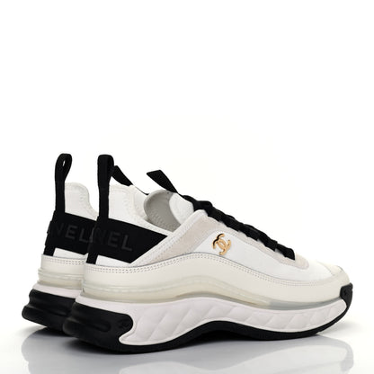 Chanel Velvet Calfskin Mixed Fibers CC Sneakers 36.5 Ivory Black 4 of 10