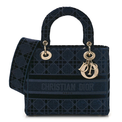 Christian Dior Velvet Cannage Medium Lady D-Lite Blue 1 of 8