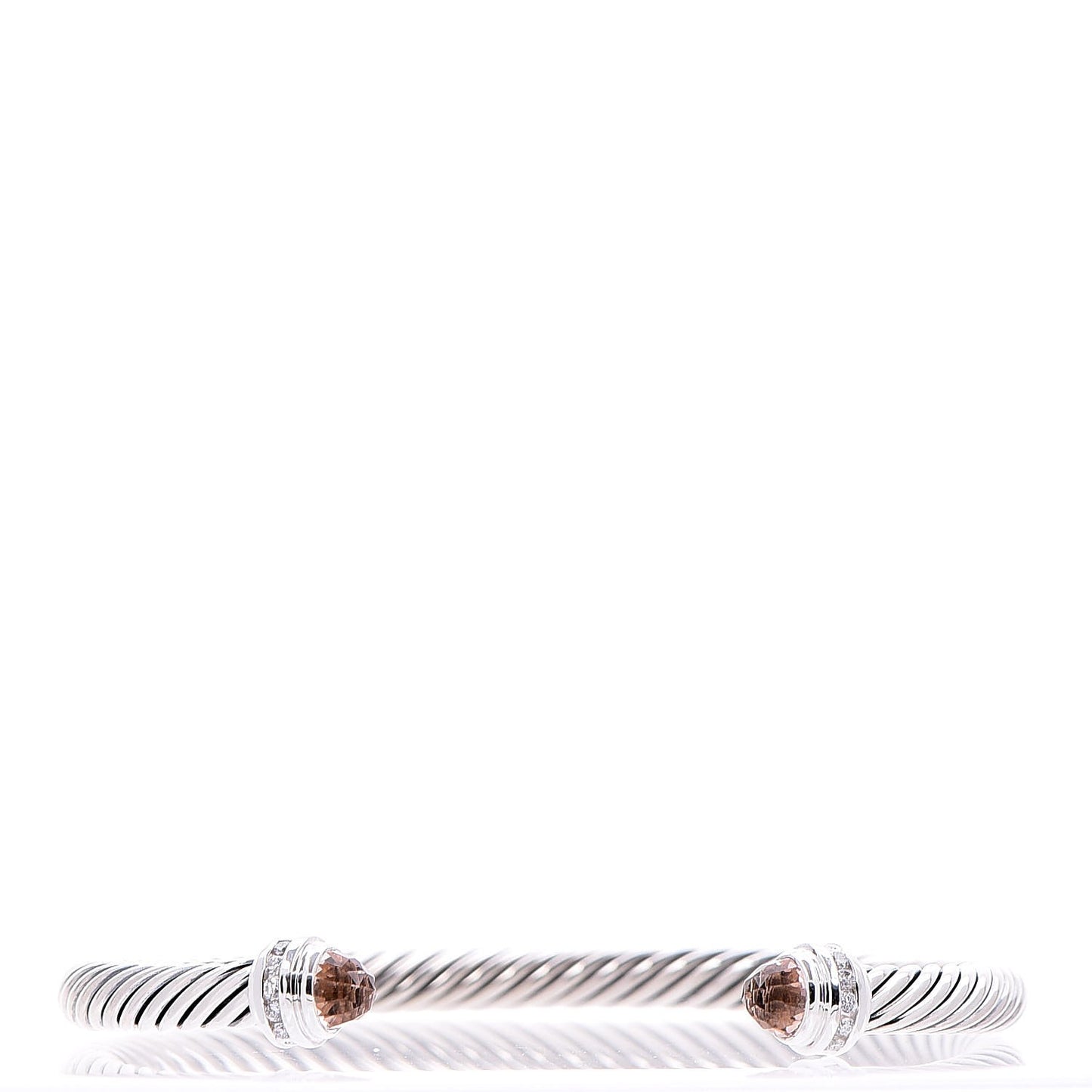 Sterling Silver Diamond Morganite 5mm Cable Classics Bracelet