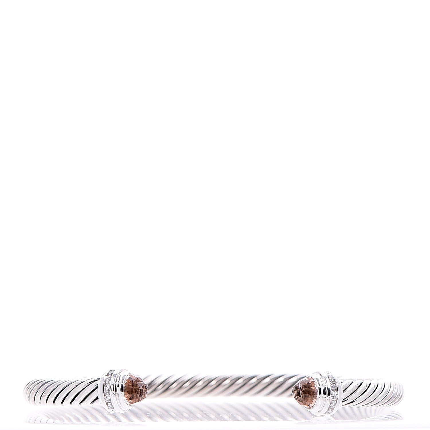 David Yurman Sterling Silver Diamond Morganite 5mm Cable Classics Bracelet 1 of 7