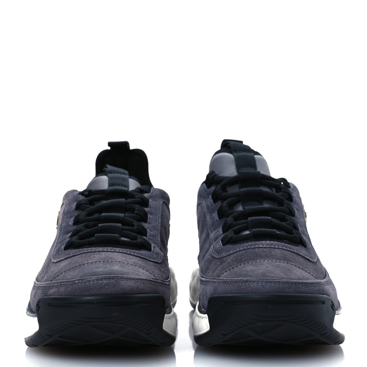 Suede Calfskin Nylon Grosgrain CC Sneakers 41.5 Grey