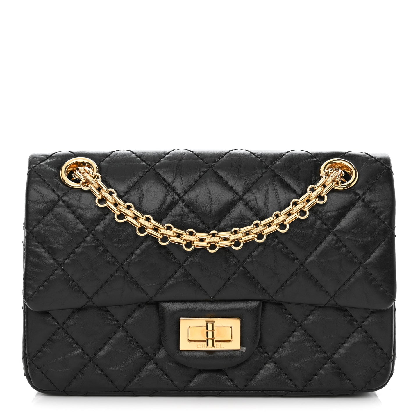 Aged Calfskin Quilted 2.55 Reissue Mini Flap Black