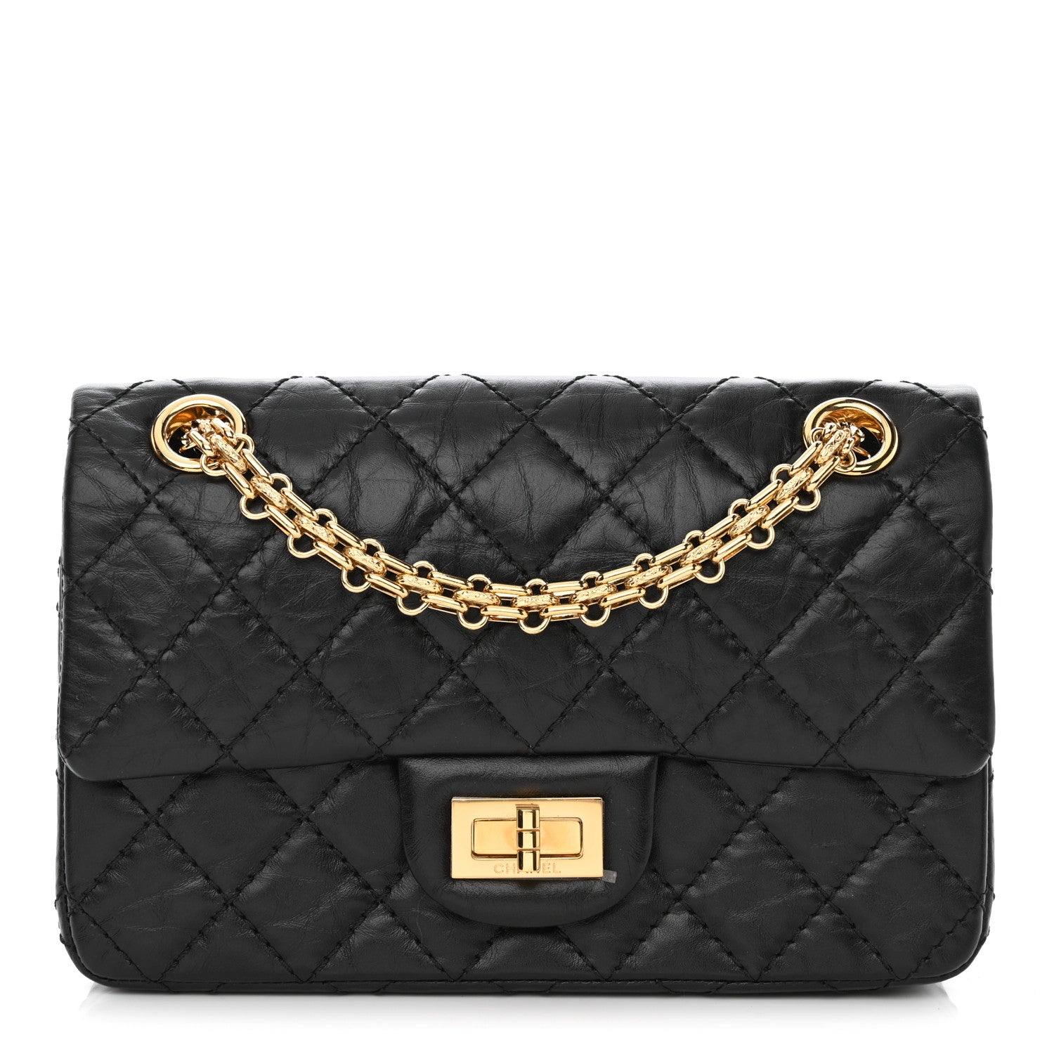 Chanel Aged Calfskin Quilted 2.55 Reissue Mini Flap Black 1 of 11