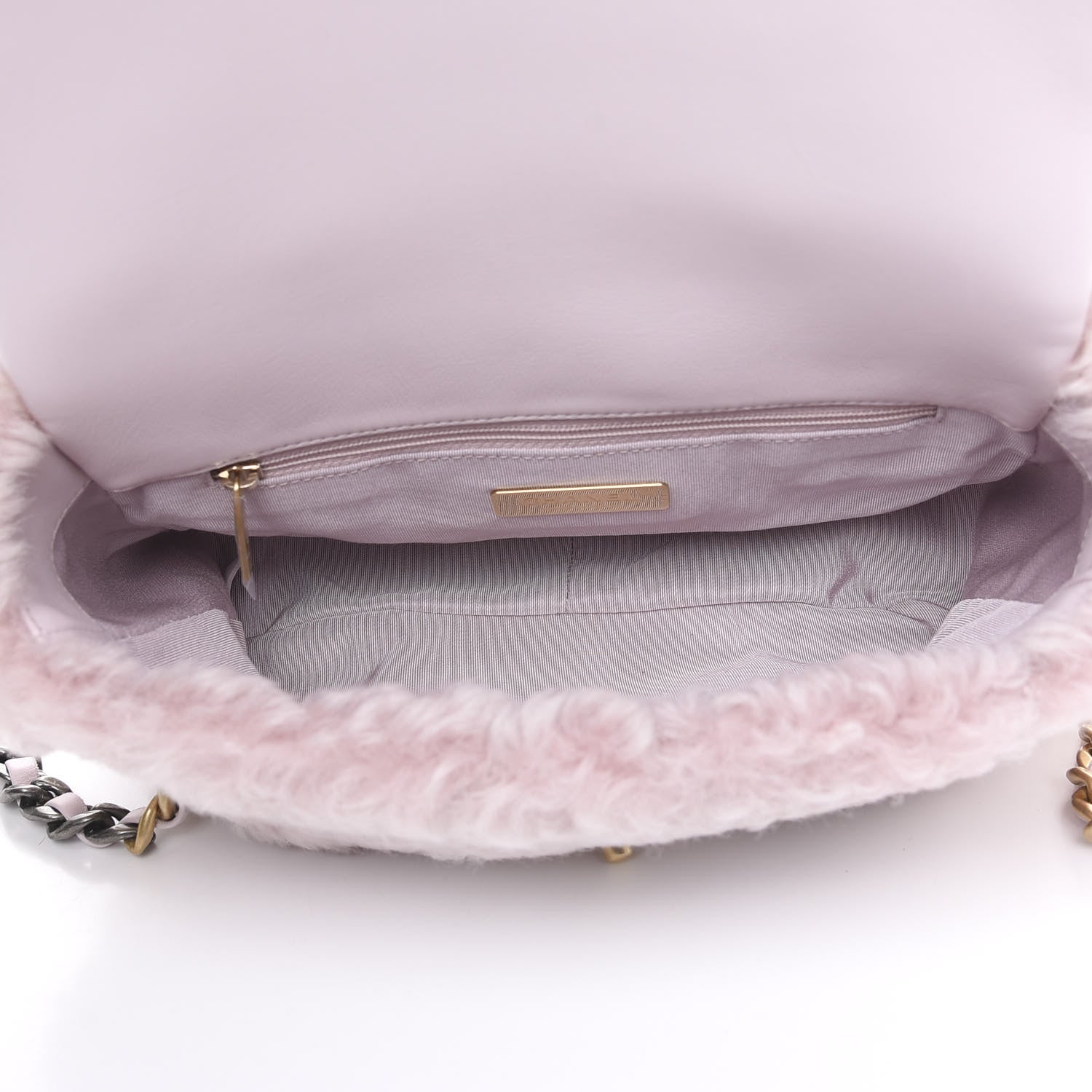 Chanel Shearling Sheepskin Medium 19 Flap Light Pink 4 of 10