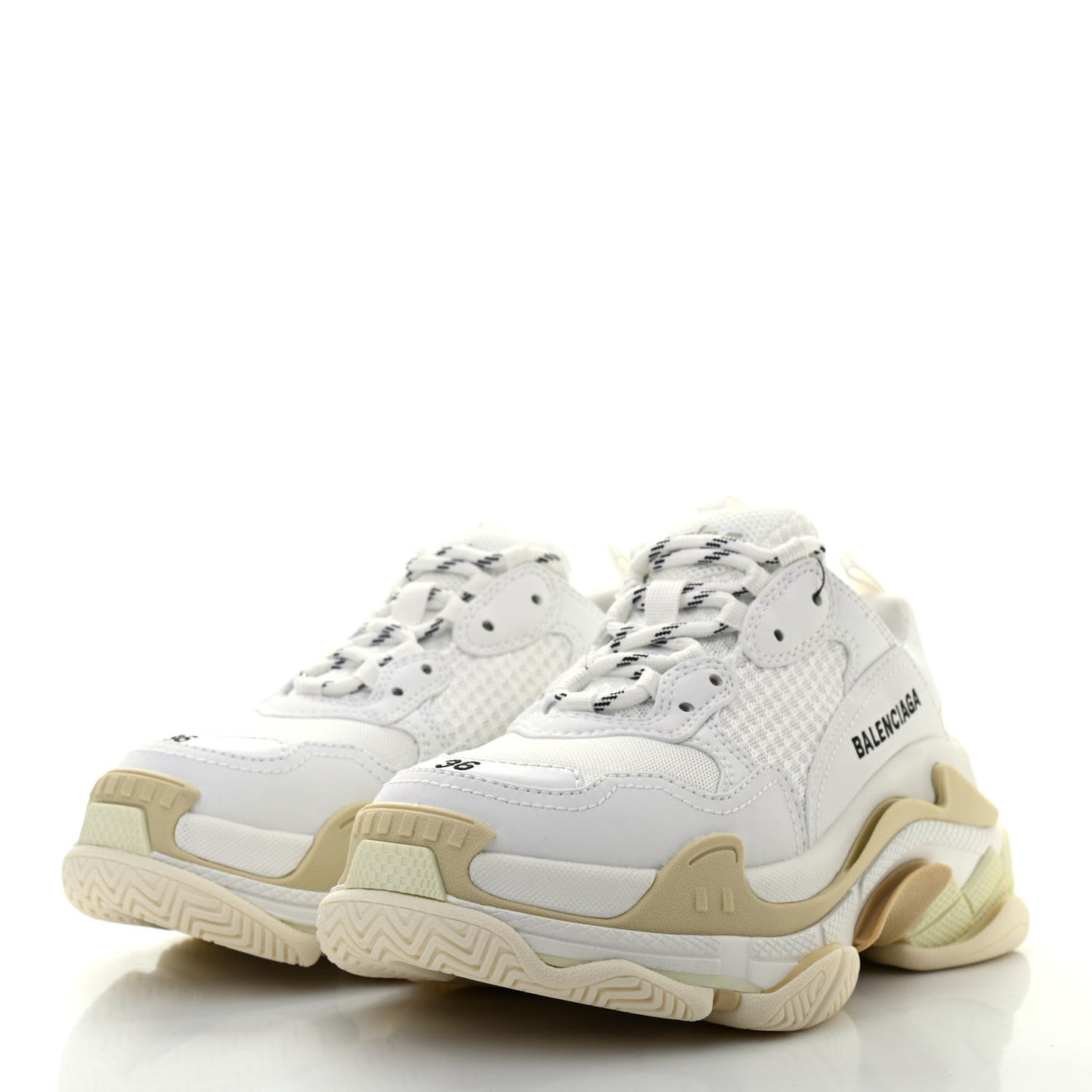 Fabric Mesh Womens Triple S Sneakers 36 White